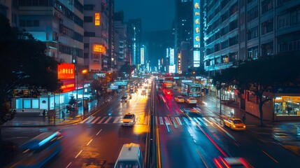 Fototapeta premium Night View of Urban Architecture in Shenzhen. 