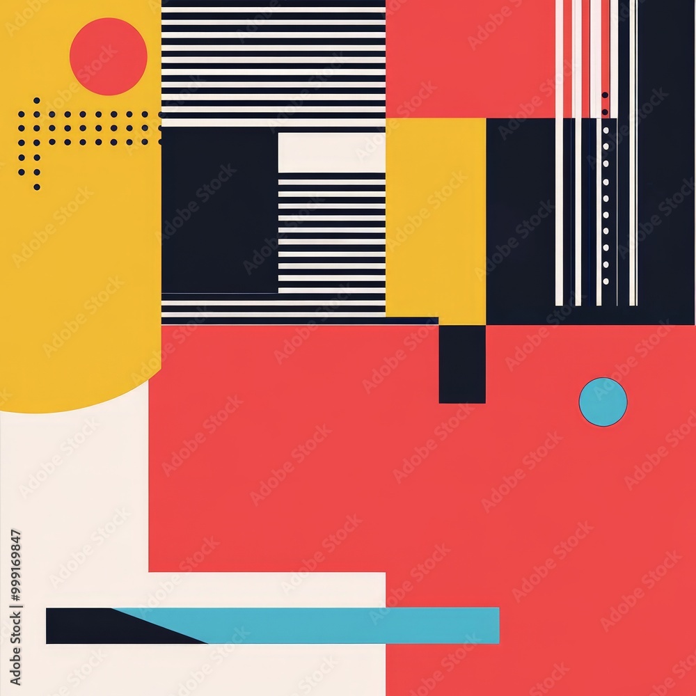 Poster motivational quote with bold geometric shapes in contrasting colors, creating a dynamic and modern f