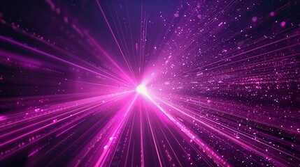Fototapeta premium Abstract Purple Light Beams and Glowing Particles