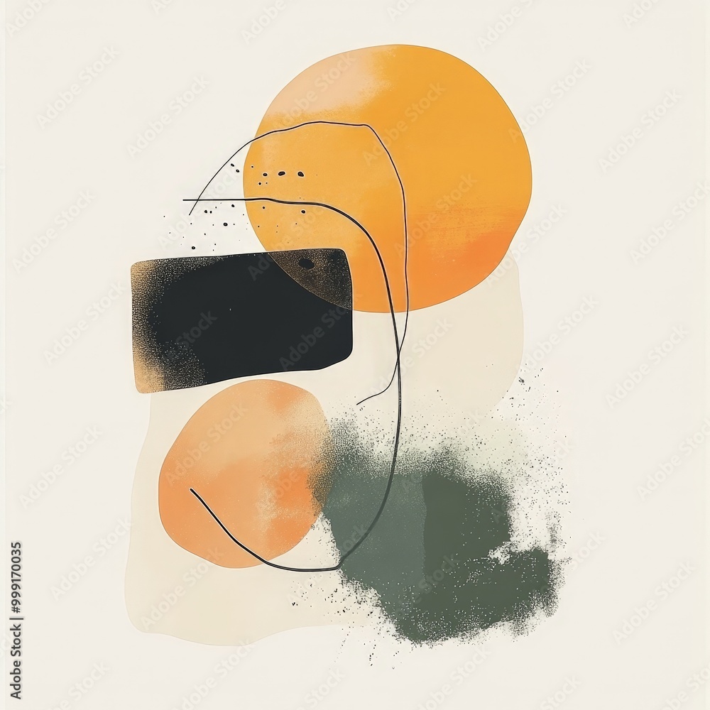 Poster Muted color abstract shapes with a minimalist quote, creating a sleek and sophisticated Facebook image.