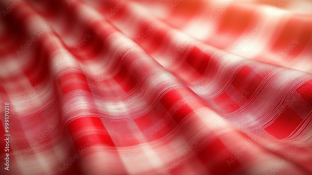 Poster a red and white checkered cloth with a pattern of lines and dots