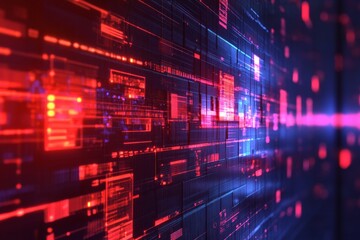 Network firewall illustrated as a digital barrier blocking incoming cyber threats, with attackers being repelled.