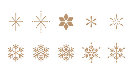 Simple and cute snowflake vector illustration set. Icon,  background, Christmas decoration. Winter image.