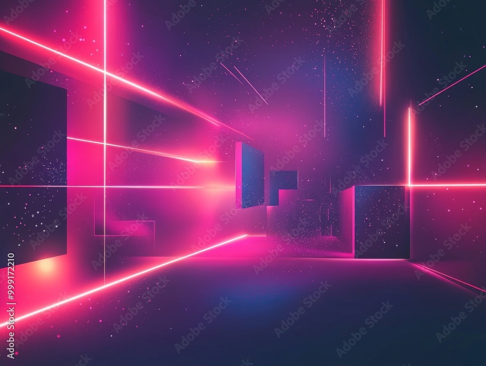 Poster quote on a futuristic background with a minimalistic design featuring glowing lines and abstract geo