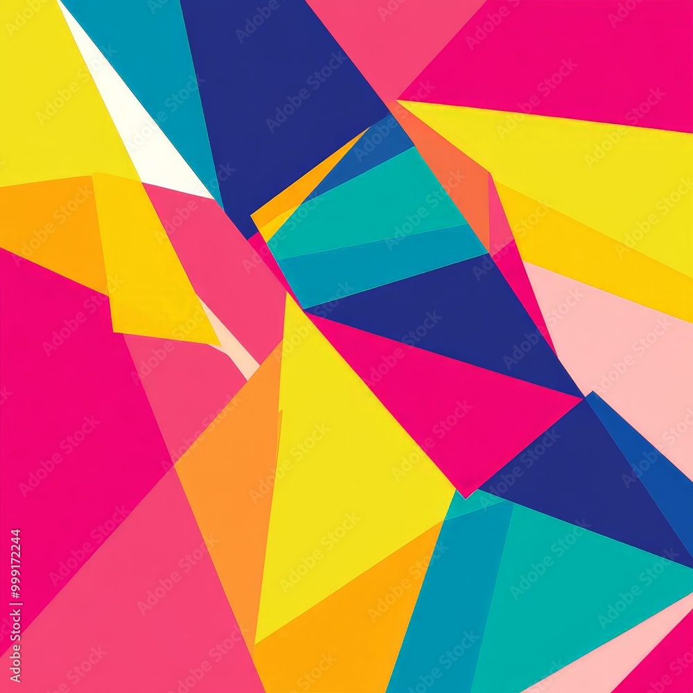 Poster a colorful abstract design with squares and triangles