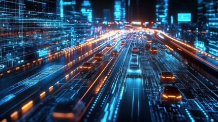 Digital Cityscape with Cars