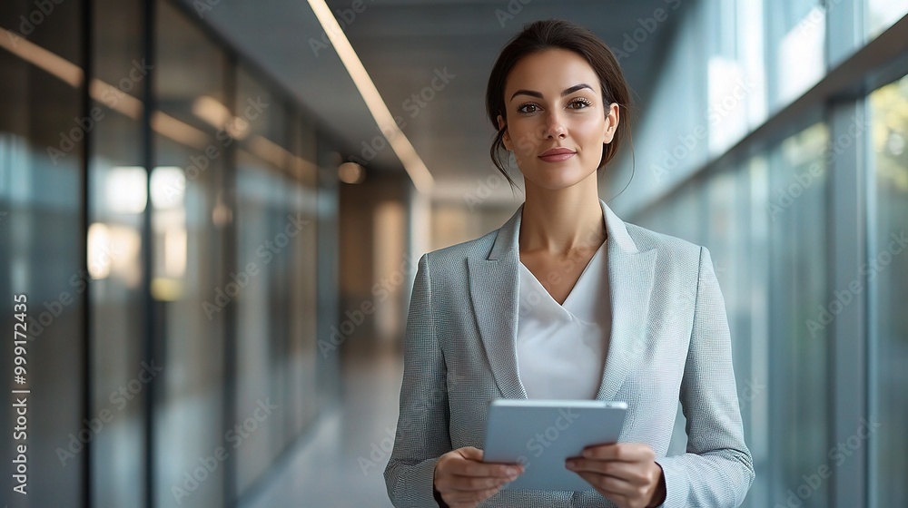 Wall mural Professional Woman with Tablet in Modern Office Space