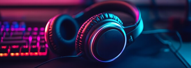 4. A futuristic gaming headset with RGB lighting