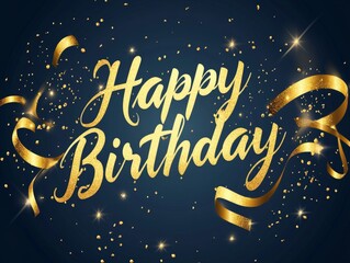 Happy Birthday Card with Golden Confetti.