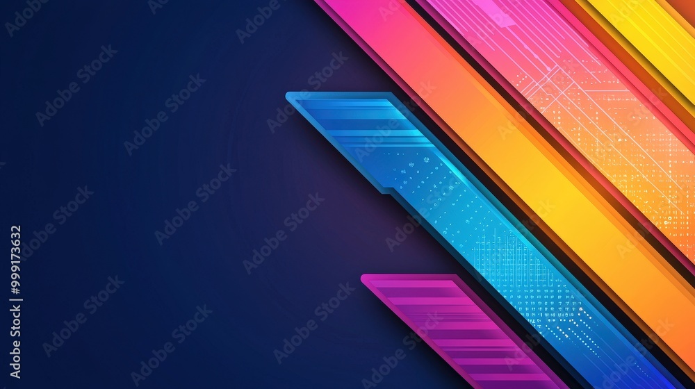 Poster abstract futuristic arrow chart design with vibrant colors for digital transformation and