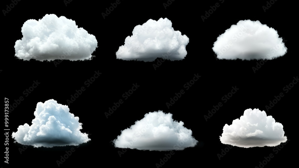 Poster a series of clouds with varying sizes and shapes