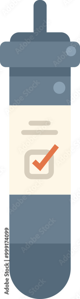 Aufkleber single test tube containing a specimen is displaying a check mark indicating a successful test resul
