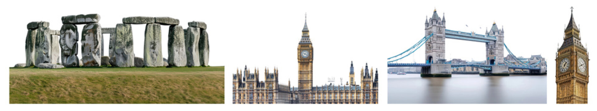 great britain landmarks destination png cut out element set