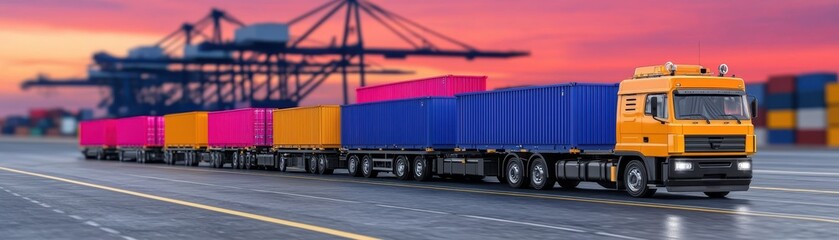 Futuristic Logistics Management System Displaying Freight Data and Routes with Copy Space for Text