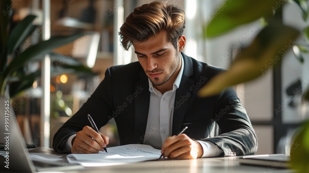 Canvas Prints Professional Man Working in Modern Office Space