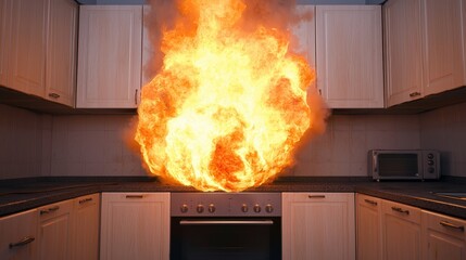Kitchen Fire Safety   Burning Stovetop and Flames   Home Safety   Emergency   Disaster