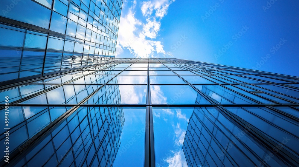 Canvas Prints Modern Glass Building with Sky Reflection