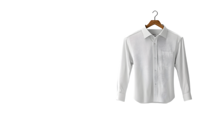 Crisp White Button Down Shirt on a Wooden Hanger