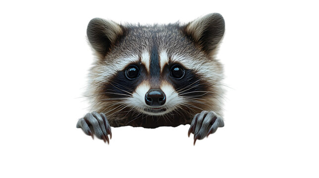 Curious Raccoon Peeking with Dark Eyes
