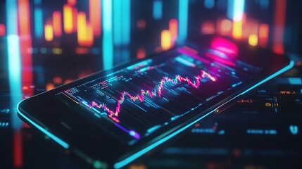 Obraz premium Mobile Stock Market Graph Display on Screen