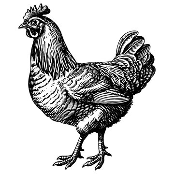鶏の銅版画のベクターイラスト。
