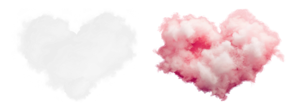 Cloud heart shape nature  png cut out element set