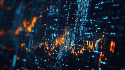 Obraz premium Abstract Data Visualization with Bright Lines and Grids