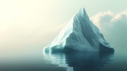 Concept of an iceberg with only the tip visible above the water, symbolizing the hidden and unseen aspects that lie beneath the surface. generative ai. Iceberg. Illustration