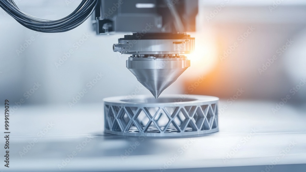 Fototapete a 3d printer is creating a small object with a cone shape