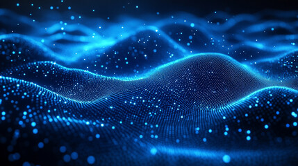 abstract dark blue digital background, illuminated by subtle sparkling lights and intricate patterns, evokes a sense of futuristic energy and mystery. Ideal for themes of technology, innovation, and c