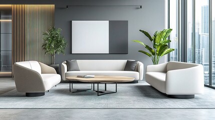 Modern Living Room with Elegant Furniture and Plants