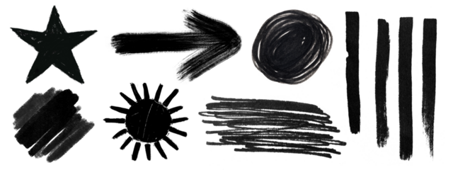 Brush stroke art png cut out element set