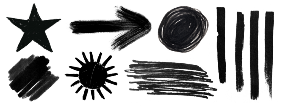 Brush stroke art png cut out element set