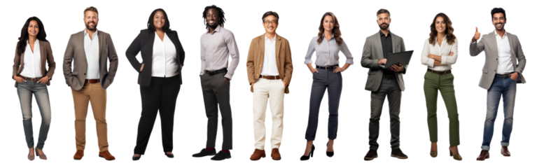 Diverse business people full body png cut out element set
