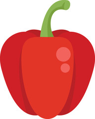 Simple vector illustration of a red bell pepper with a green stem, isolated on a white background