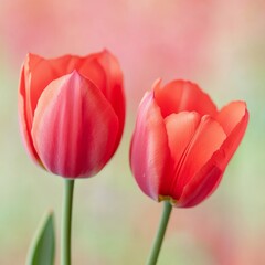 Naklejka premium Close-up photo of red tulip flowers