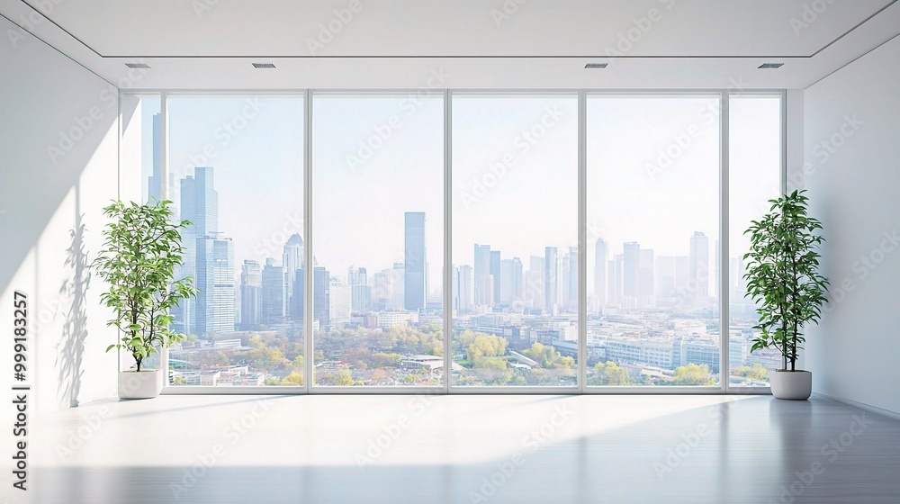 Sticker Bright Modern Interior with City View