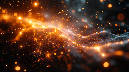 Obraz premium global network, featuring interconnected nodes and pathways. The empty space invites interpretation, symbolizing potential, growth, and the vast possibilities of connection