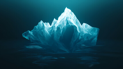 Obraz premium Iceberg concept, underwater risk, dark hidden threat or danger concept. central composition, background, illustration digital generative ai design art style. Iceberg. Illustration