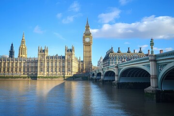 Fototapeta premium iconic architecture of the houses of parliament and big ben in london