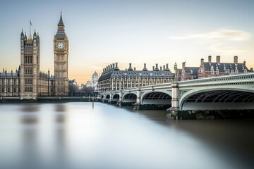 Fototapeta premium Iconic london skyline with big ben and houses of parliament