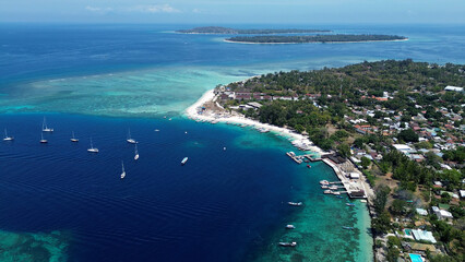 Gili Air Island, Beautiful Tropical Coastline in Indonesian Islands. 