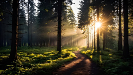 sunrise in the forest