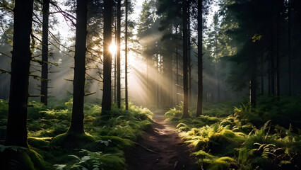 sunrise in the forest
