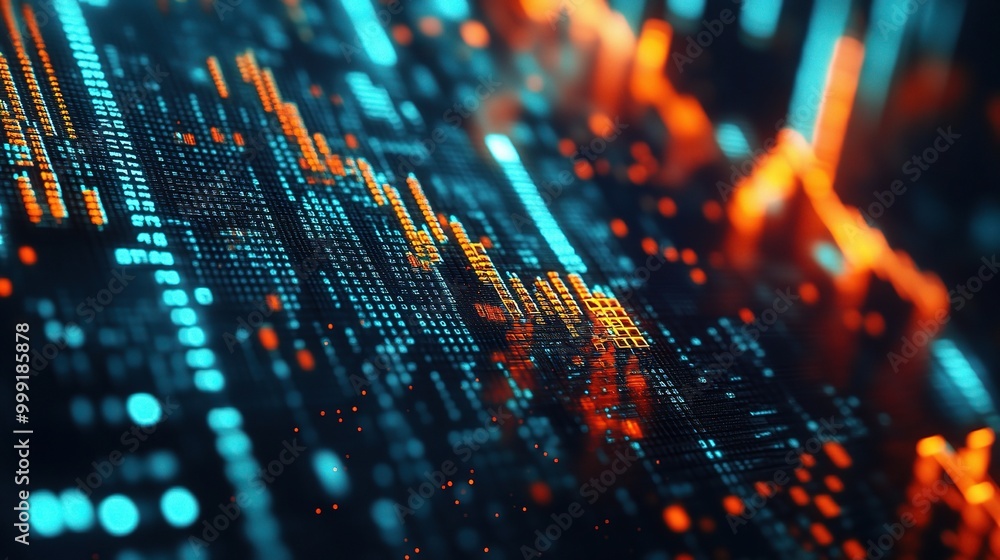 Poster abstract data visualization with bright colors