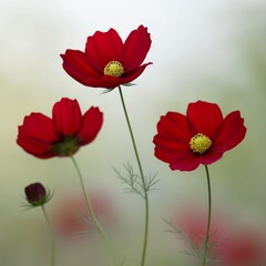Obraz premium Close-up photo of red cosmos flowers