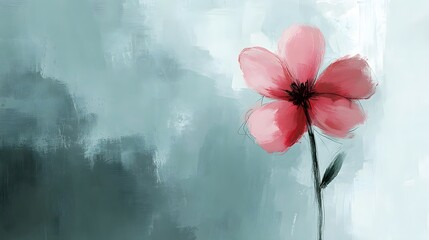 A flower design in rough brush strokes using a single color with minimal detailing