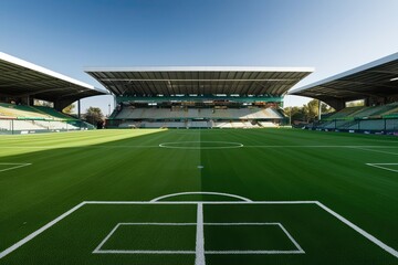 Fototapeta premium Premium Turf Field for Enhanced Athletic Performance and Soccer Games in a Modern Stadium
