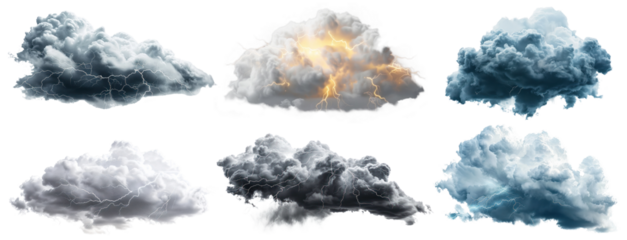 Storm cloud png cut out element set