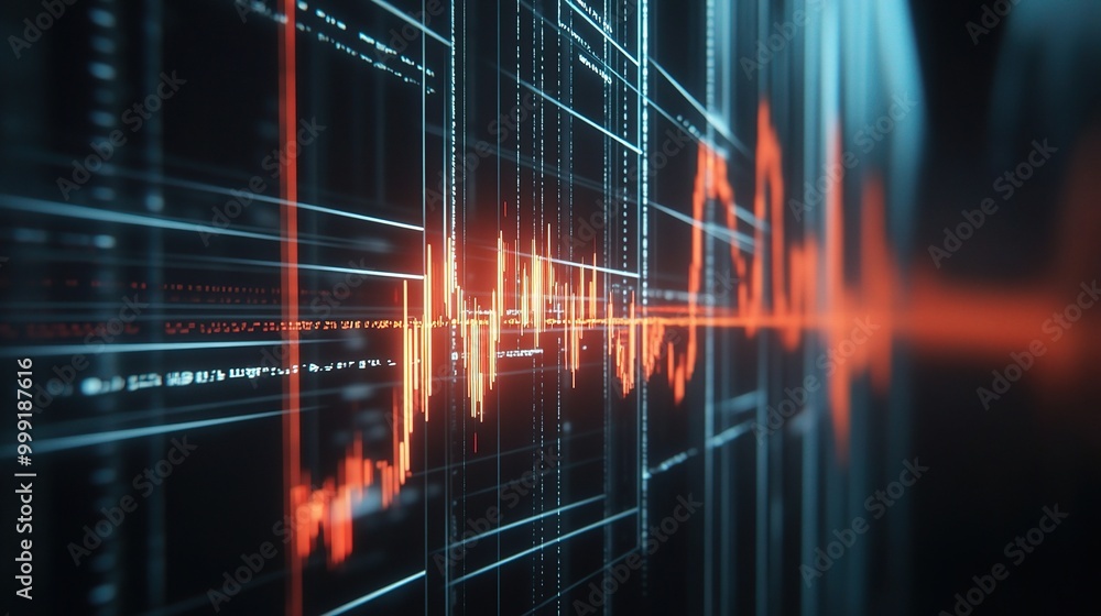 Poster abstract digital waveform and data visualization